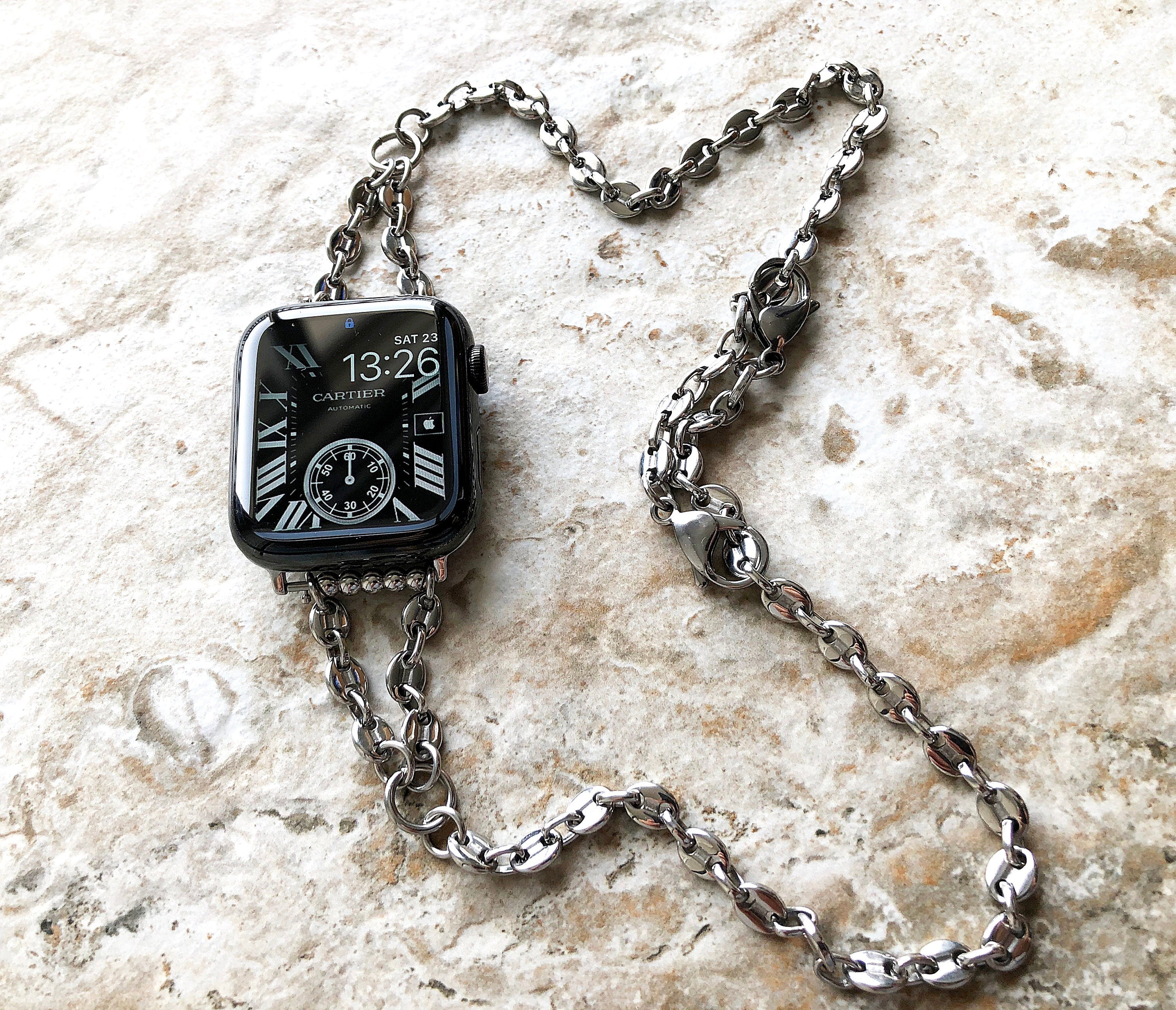 Apple Watch Band Bracelet for iWatch Ultra 2 9 8 7 6 SE 5 4 3 2 1 38mm 40mm 41mm 42mm 44mm 45mm 49mm Coffee Bean 5mm Chain St Steel Strap